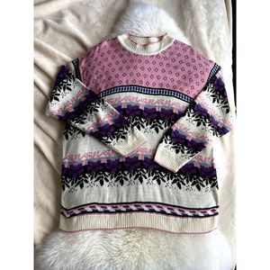 Vintage 80s Amanda Ashley Geometric Pattern Sweater, Size Large 22/42